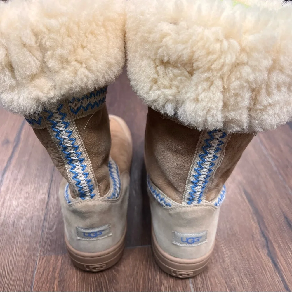 UGG Wonen’s Vintage Sundance Revival Tall Shearling Sand Boots SZ 9 - Picture 7 of 13